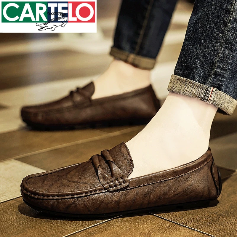 卡帝乐鳄鱼豆豆鞋男鞋春季透气轻奢一脚蹬休闲鞋子男士皮鞋男款