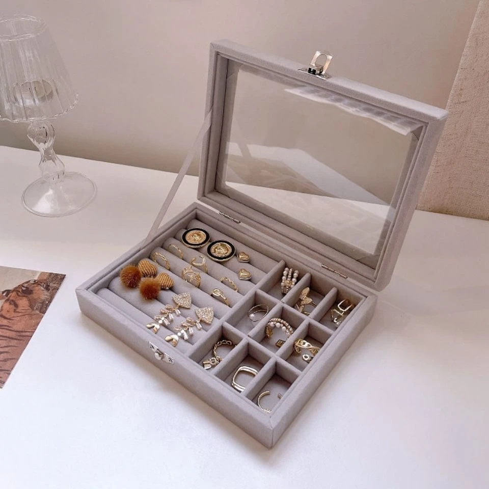 亚克力抽屉式首饰盒耳环项链戒指首饰收纳盒带盖防尘抗氧化饰品盒