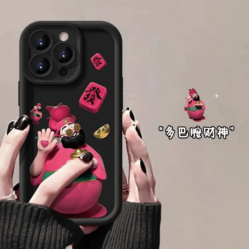 可爱财神爷适用苹果13/15手机壳iPhone14promax防摔12/11全包xr软