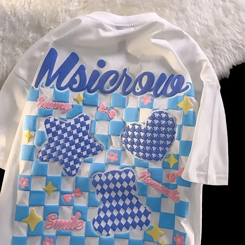 HONG JIA LIN/虹嘉琳甜酷小熊情侣纯棉好质量特大码300斤短袖t恤