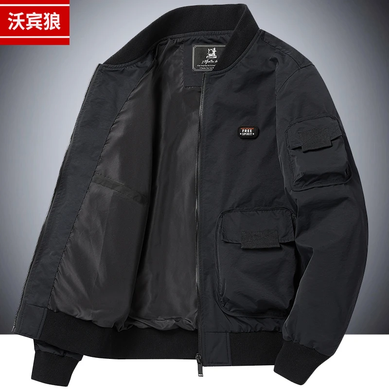 飞行员夹克外套男春秋季机能薄款大码宽松工装青年棒球服潮流男装