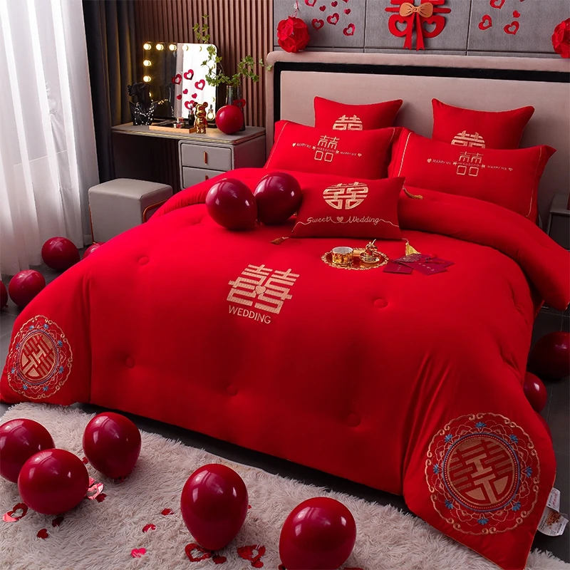 结婚被子喜被大红色被芯婚庆喜庆春秋被陪嫁棉被