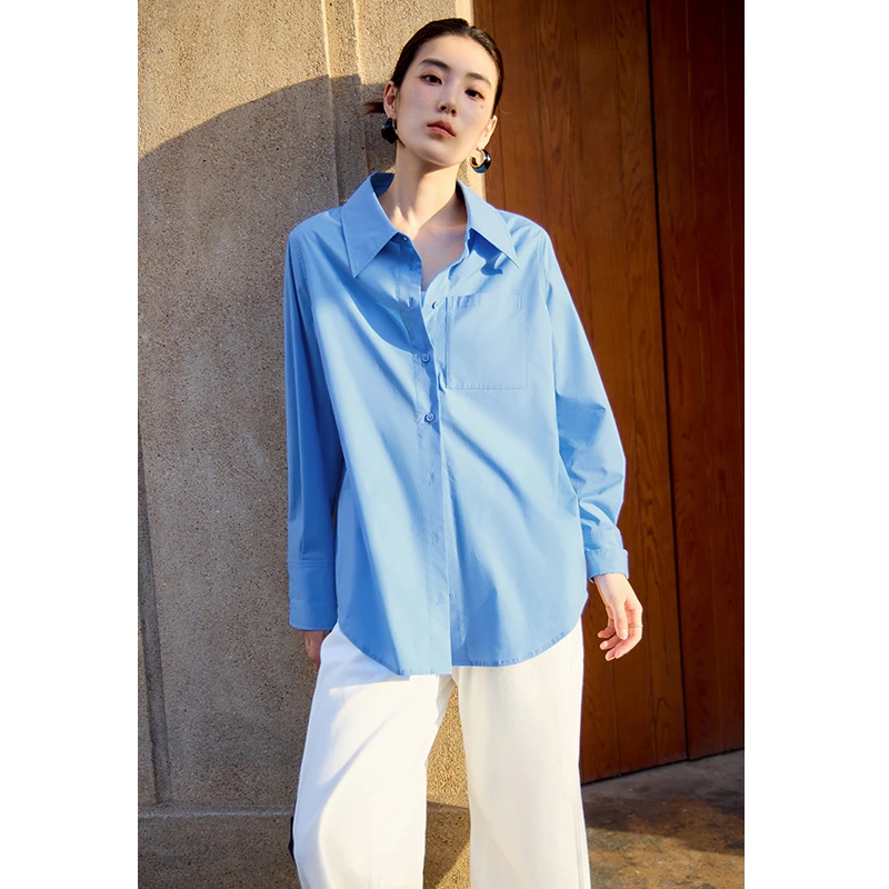 独束微胖M大码女装气质时尚翻领大口袋衬衫简约宽松上衣24DS83323