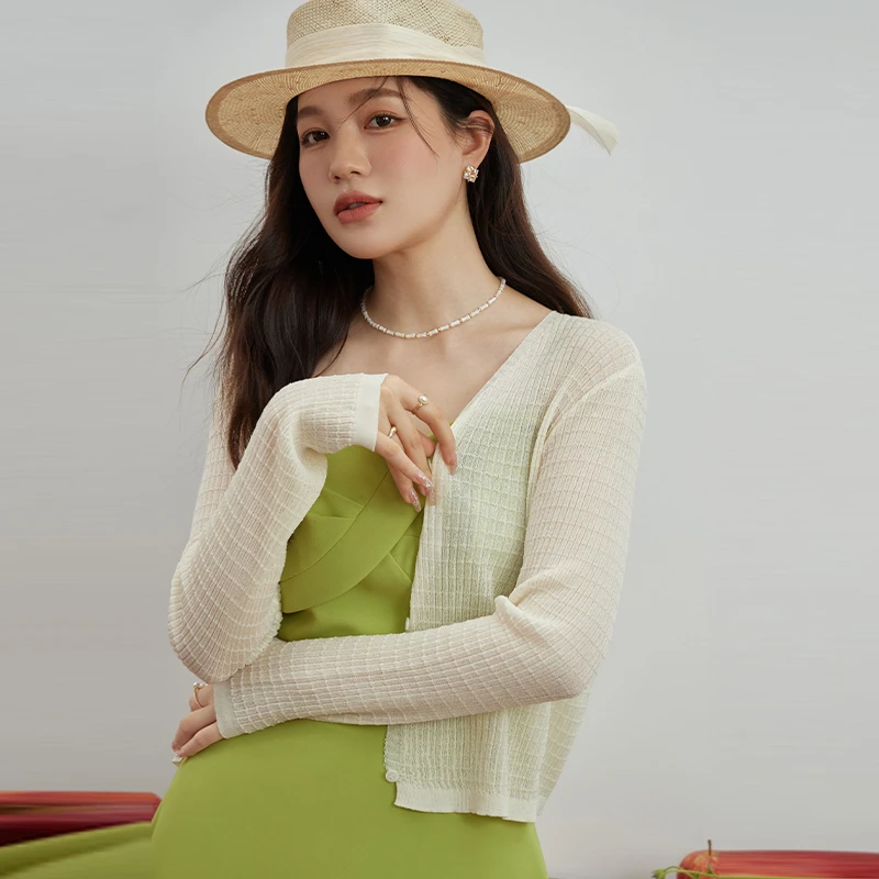 独束微胖MM大码女装外搭气质针织开衫凉感显瘦上衣23DS82321薄款
