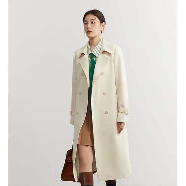 独束微胖大码女装简约中长款风衣女正肩宽松显瘦外套23DS81071