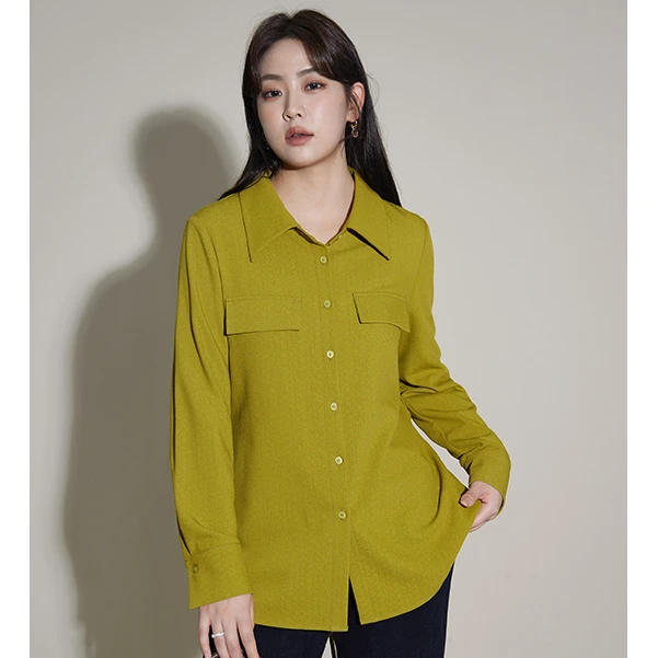 独束微胖MM大码女装树皮皱肌理衬衫冬装新款微胖衬衣23DS84322
