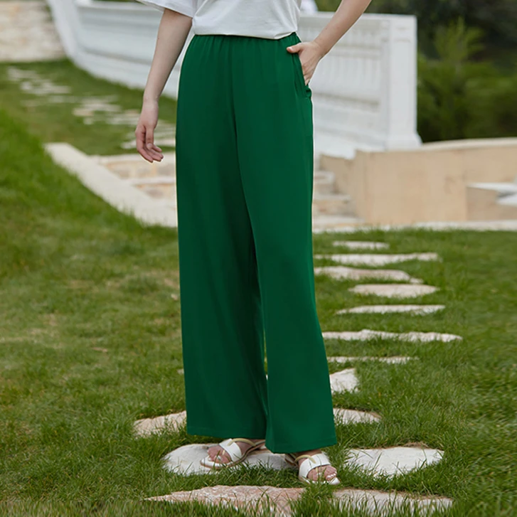 独束微胖MM大码女装高腰垂感阔腿直筒裤松紧腰显瘦冰裤22DY2553