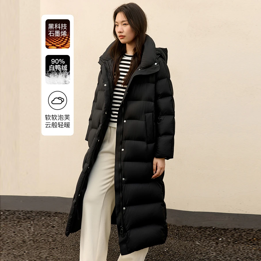 独束微胖M大码女装休闲宽松泡芙简约时尚长款羽绒服外套24DS84062