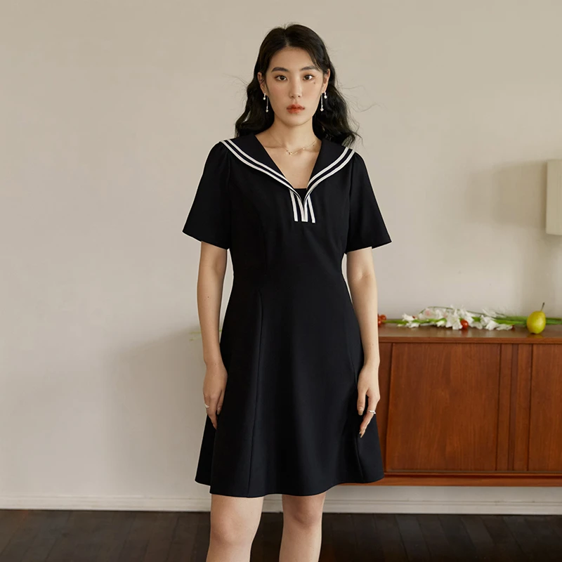 独束微胖MM大码女装学院风连衣裙显瘦小黑裙23DY82026/23DY82459