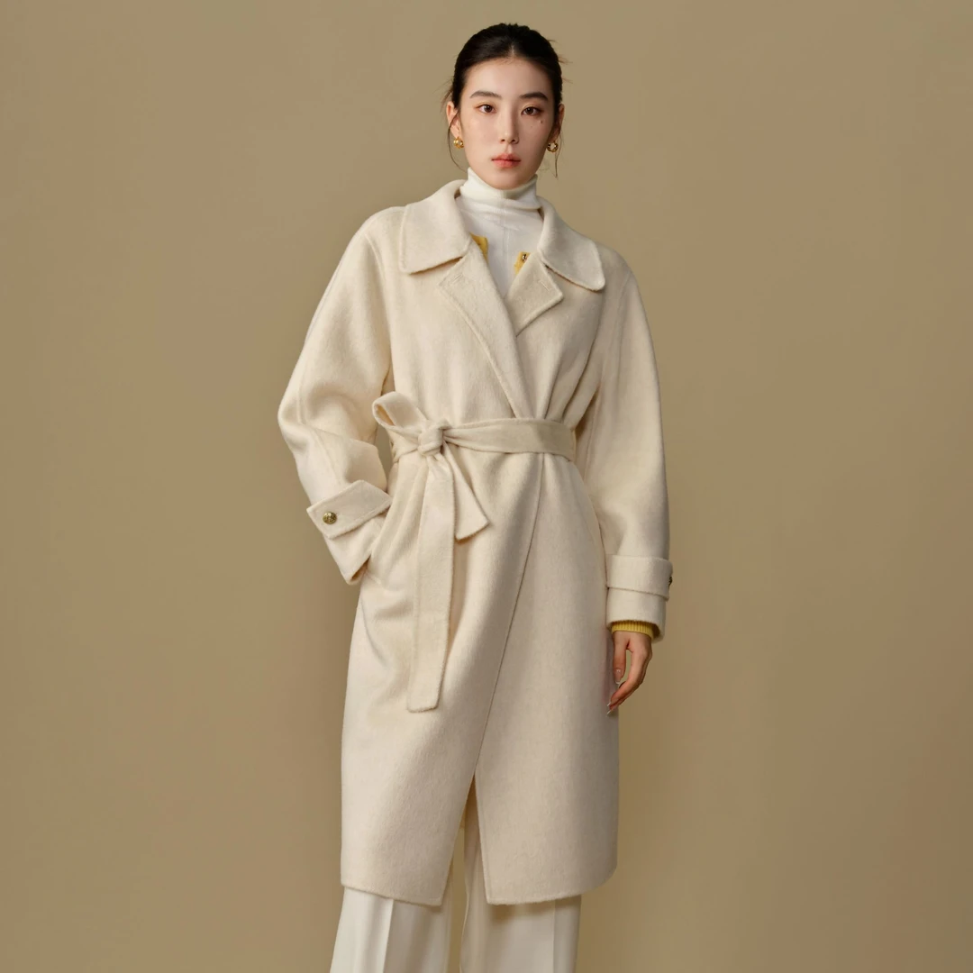 独束微胖M大码女装简约减龄长毛呢大衣外套24DS84265