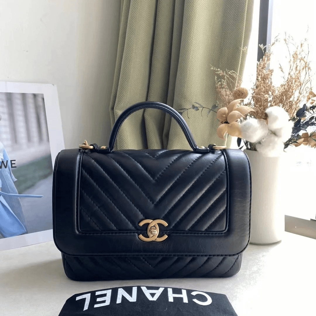 99新 Chanel/香奈儿 9747|香奈儿邮差包黑色斜挎包牛皮