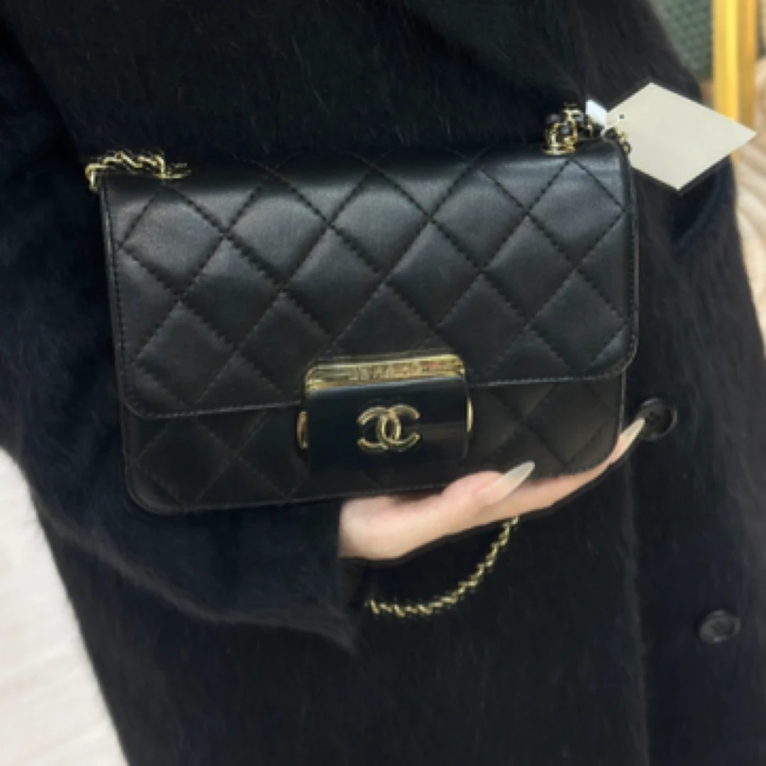 95新 Chanel/香奈儿 4849|香奈儿黑金亚克力单肩斜挎包|香奈儿