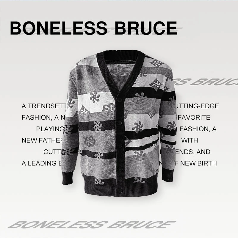 BONELESSBRUCE新款时尚百搭休闲长袖针织衫毛衣慵懒风WGJ092616