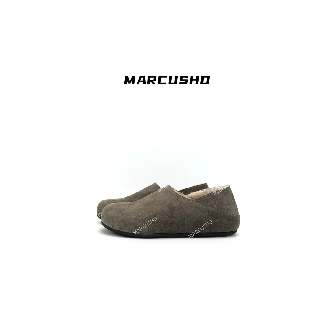MARCUSHO（豌豆） 全包头毛毛鞋休闲外穿软底复古毛毛鞋X1057