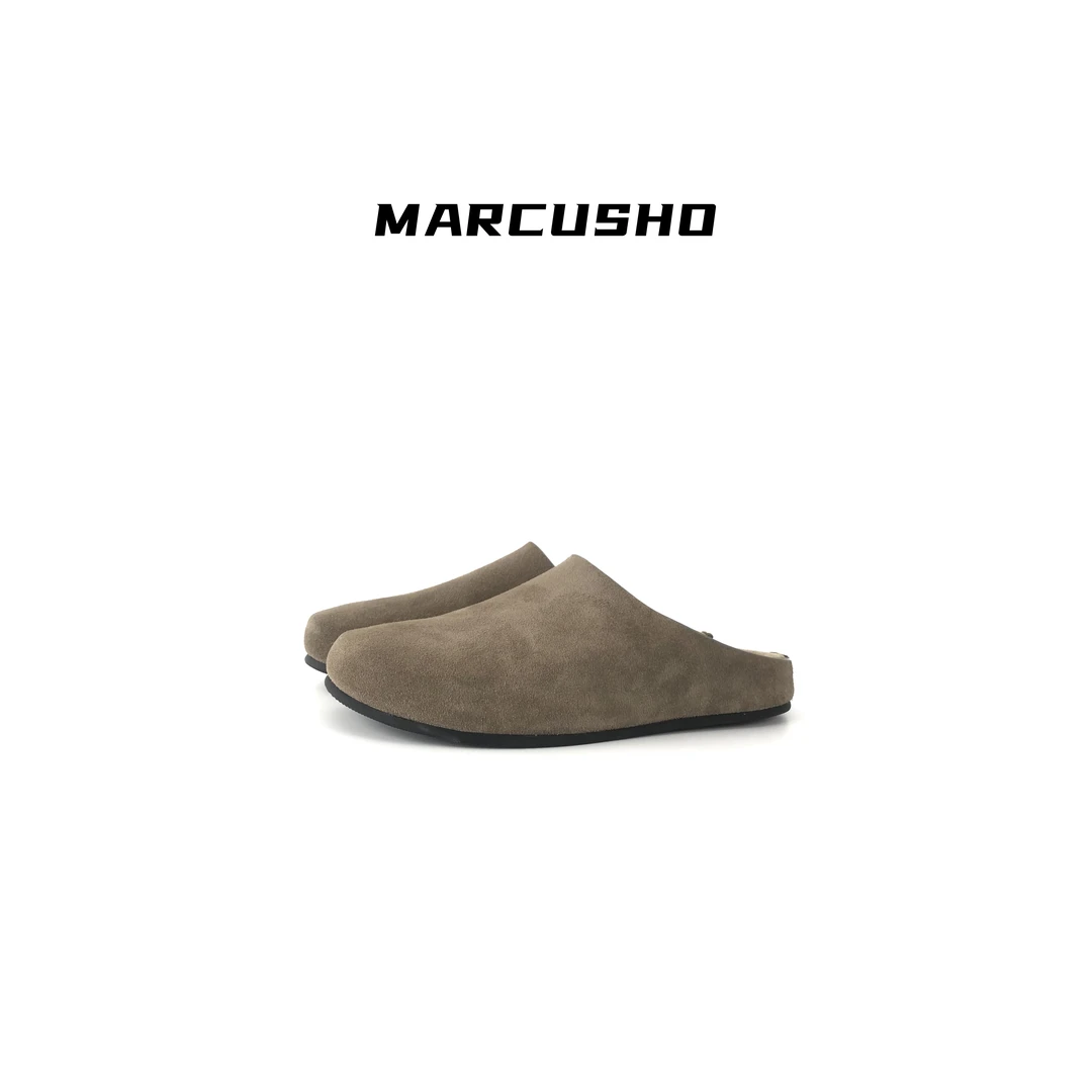 MARCUSHO勃肯包头半拖休闲厚底鞋女真软底复古拖鞋MM1018