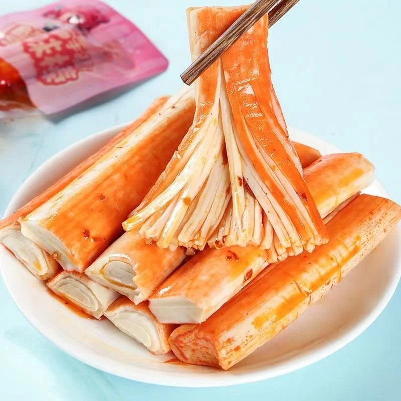 手撕蟹柳蟹肉棒蟹条棒香辣低脂零食小吃即食解馋小零食大分量整箱