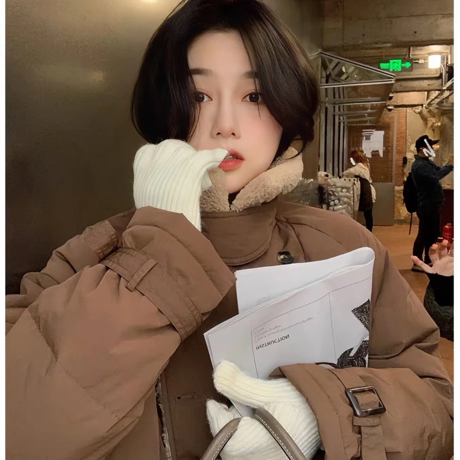 针织手套女冬季新款韩国纯色百搭设计漏指触屏玩手机保暖骑行情侣