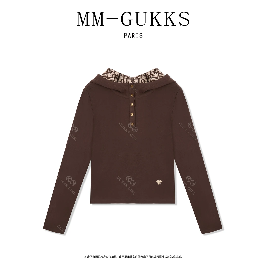 明明GUKKS『D家针织』秋冬新款宽松百搭慵懒风连帽针织毛衣