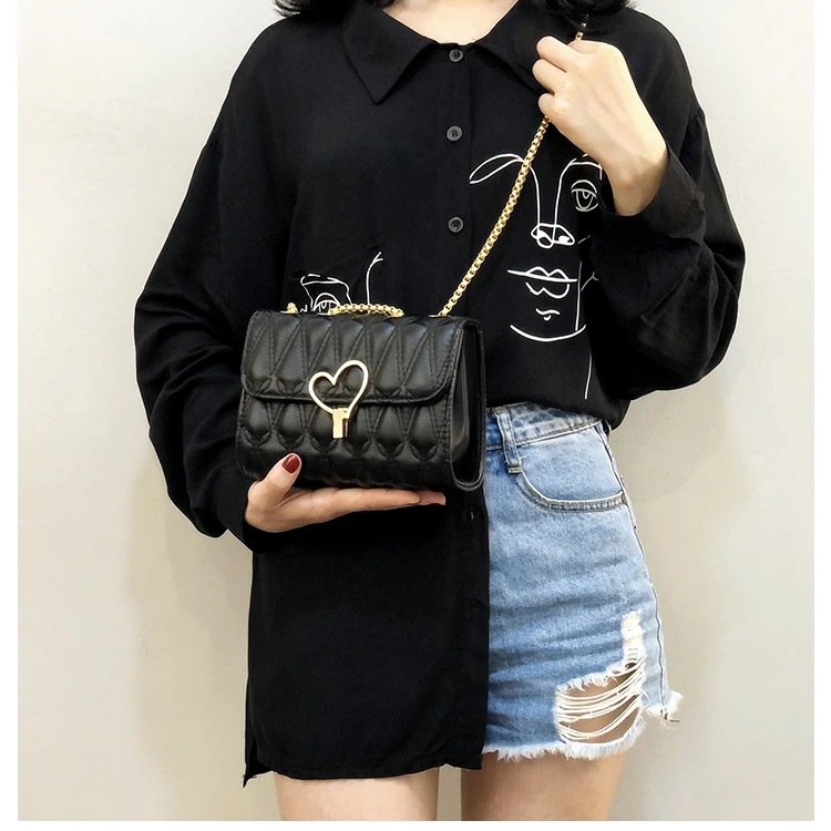 链条小方包单肩包女2024夏新款韩版百搭女小包网红流行绣花斜挎包