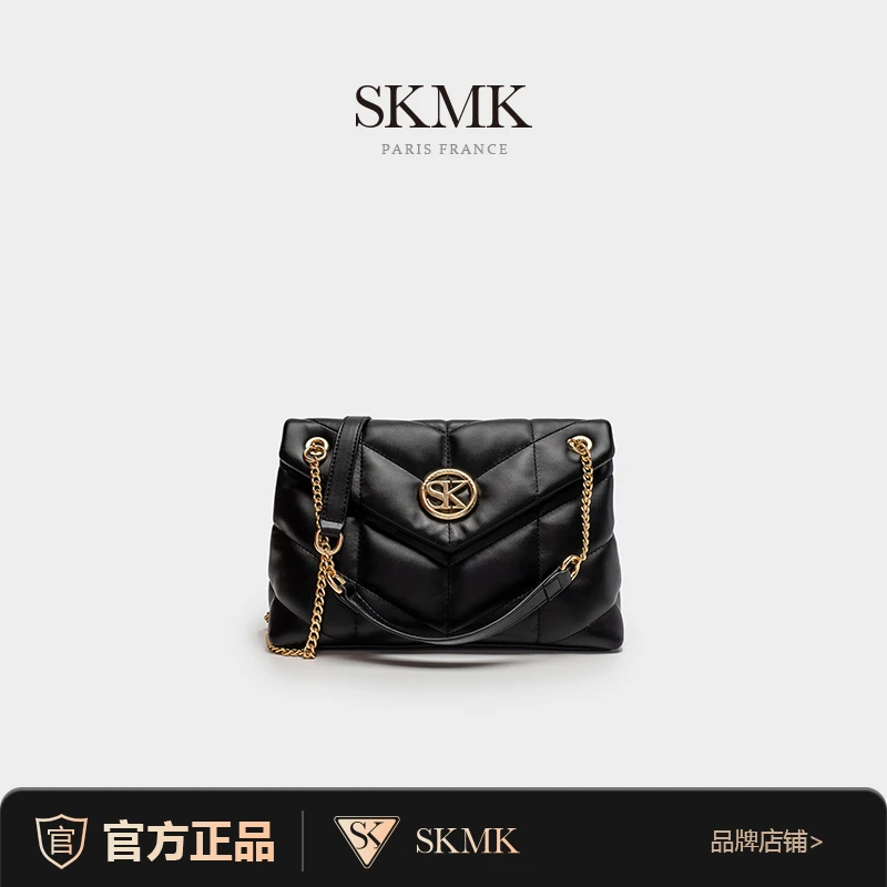 【苏晚晚定制】SKMK/秋冬季新款时尚女士腋下斜跨黑色菱格链条包