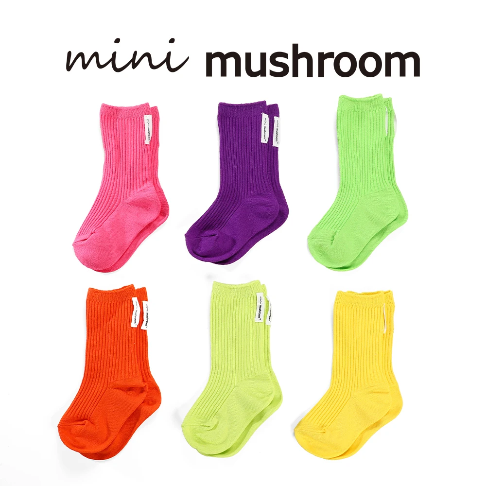 品牌福利 儿童荧光彩色纯棉中筒袜三双组合（适合1-8岁）