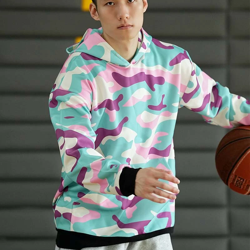 TIP-OFF 美式复古迷彩篮球运动宽松休闲时尚速干长袖套头连帽卫衣