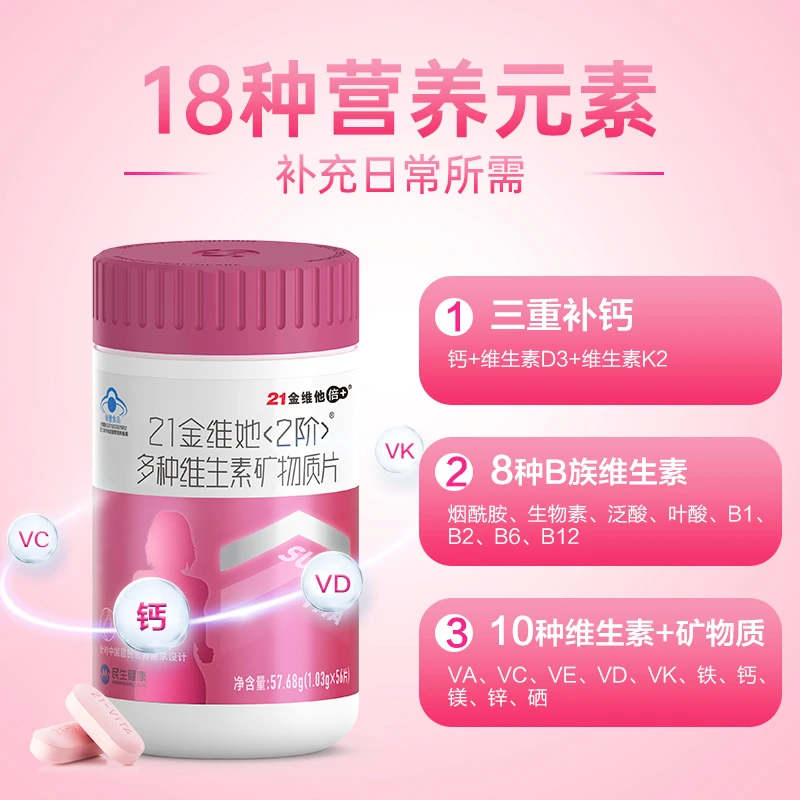 21金维他女性多种复合维生素矿物质片56片烟酰胺【效期至25.8.27】
