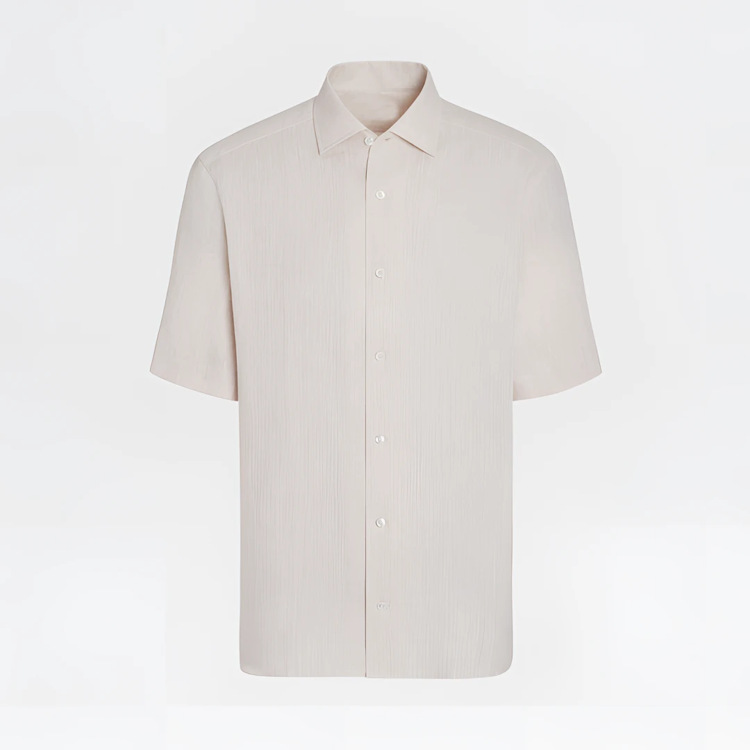 柜7K！冰丝垂感！亲肤透气！夏季男士时尚休闲商务短袖衬衫衬衣薄款