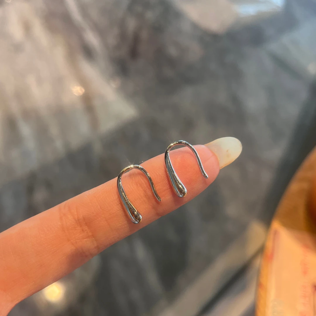 铜合金耳饰 ins风睡觉不用摘的U型水滴耳钉耳环