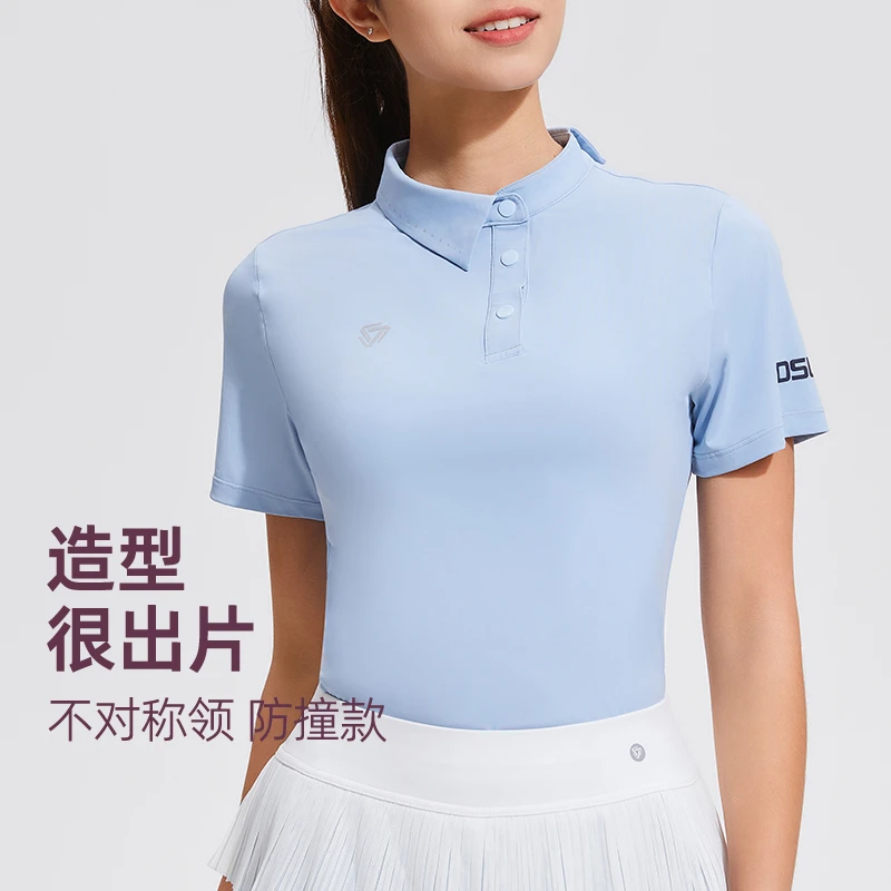 球服polo翻领短袖速干健身运动户外棒球服设计感小众女款休闲夏季