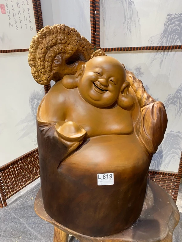 香樟木整木一体扛灵芝弥勒佛