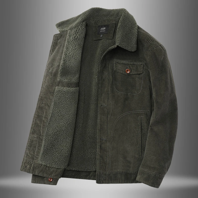 冬季纯棉水洗棉棉服灯芯绒男装冬季棉衣加绒加厚大码宽松外套