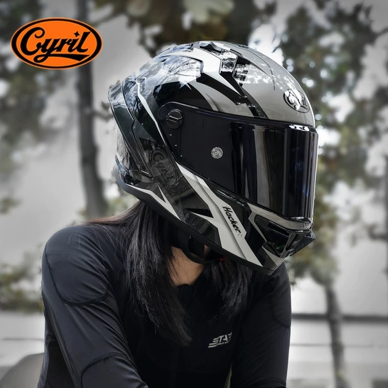 CYRIL 赛罗机车头盔赛车男女骑行四季个性摩托车3C认证大尾翼全盔
