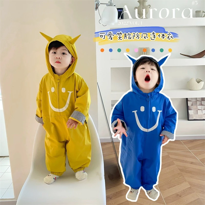 2024新款秋韩版儿童休闲连帽连体衣男童女童外穿洋气宝宝爬服童装