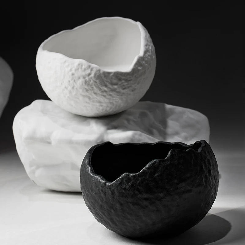 蛋形陶瓷甜品碗高级餐厅酒店餐具好看的碗碟家用2024新款锤纹