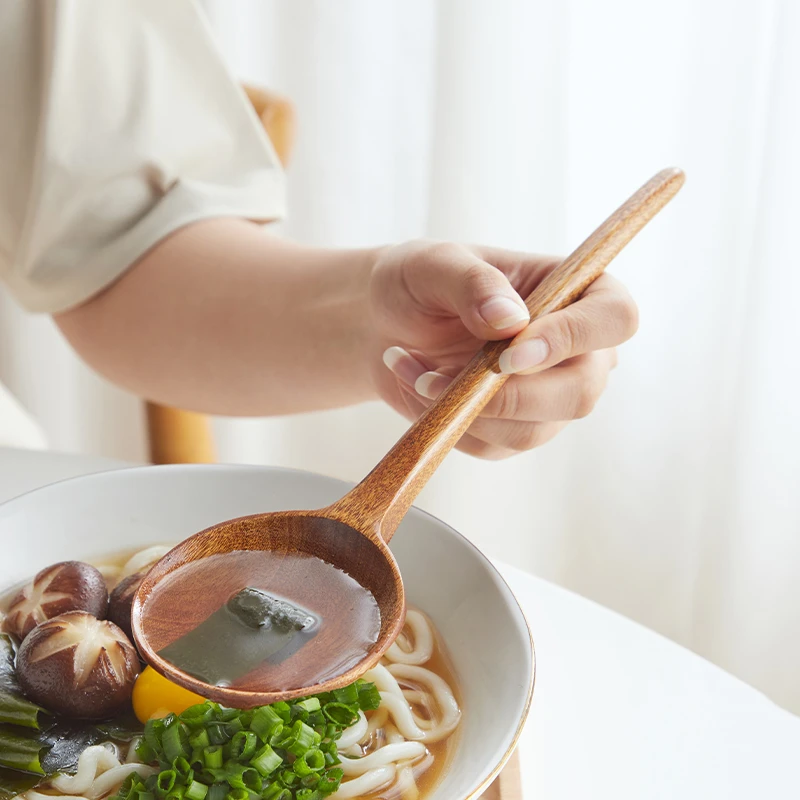 米立风物韩式拌饭勺大木勺汤勺日式楠木长柄勺子网红喝汤吃饭勺