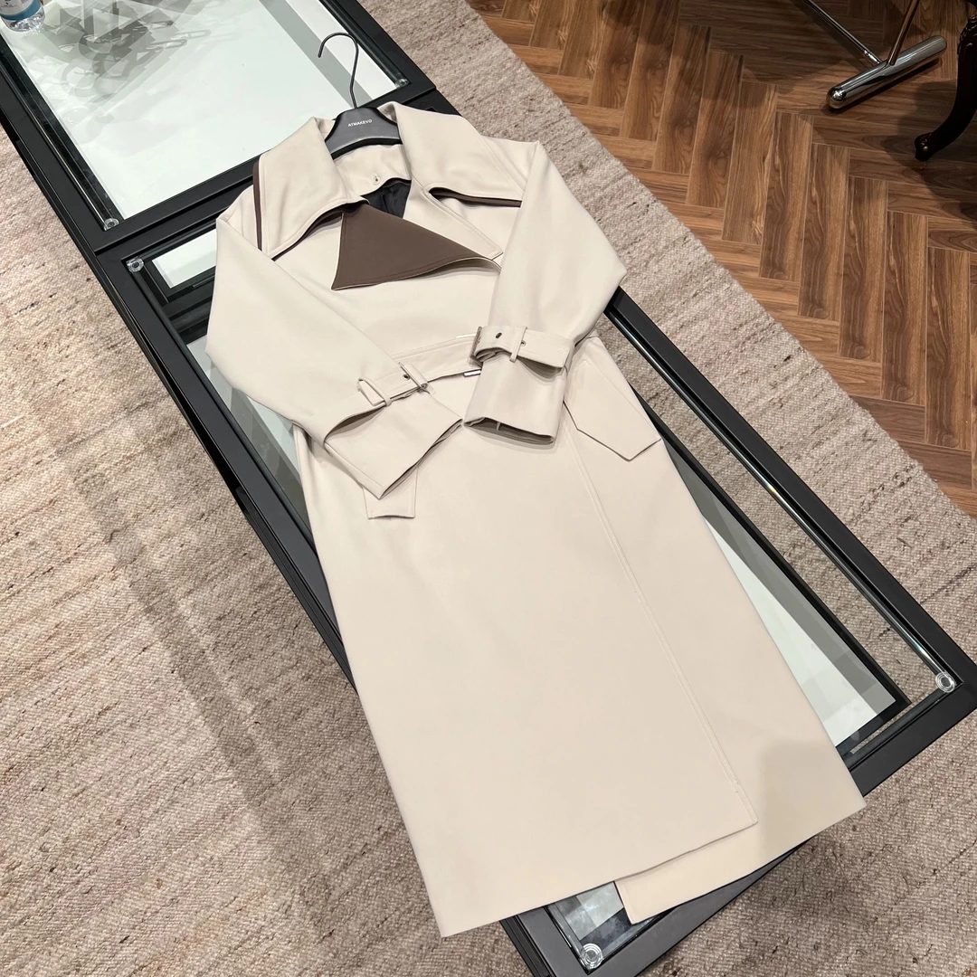 《BL》2024高端时尚百搭轻奢高级卡其色风衣气质外套女-5020