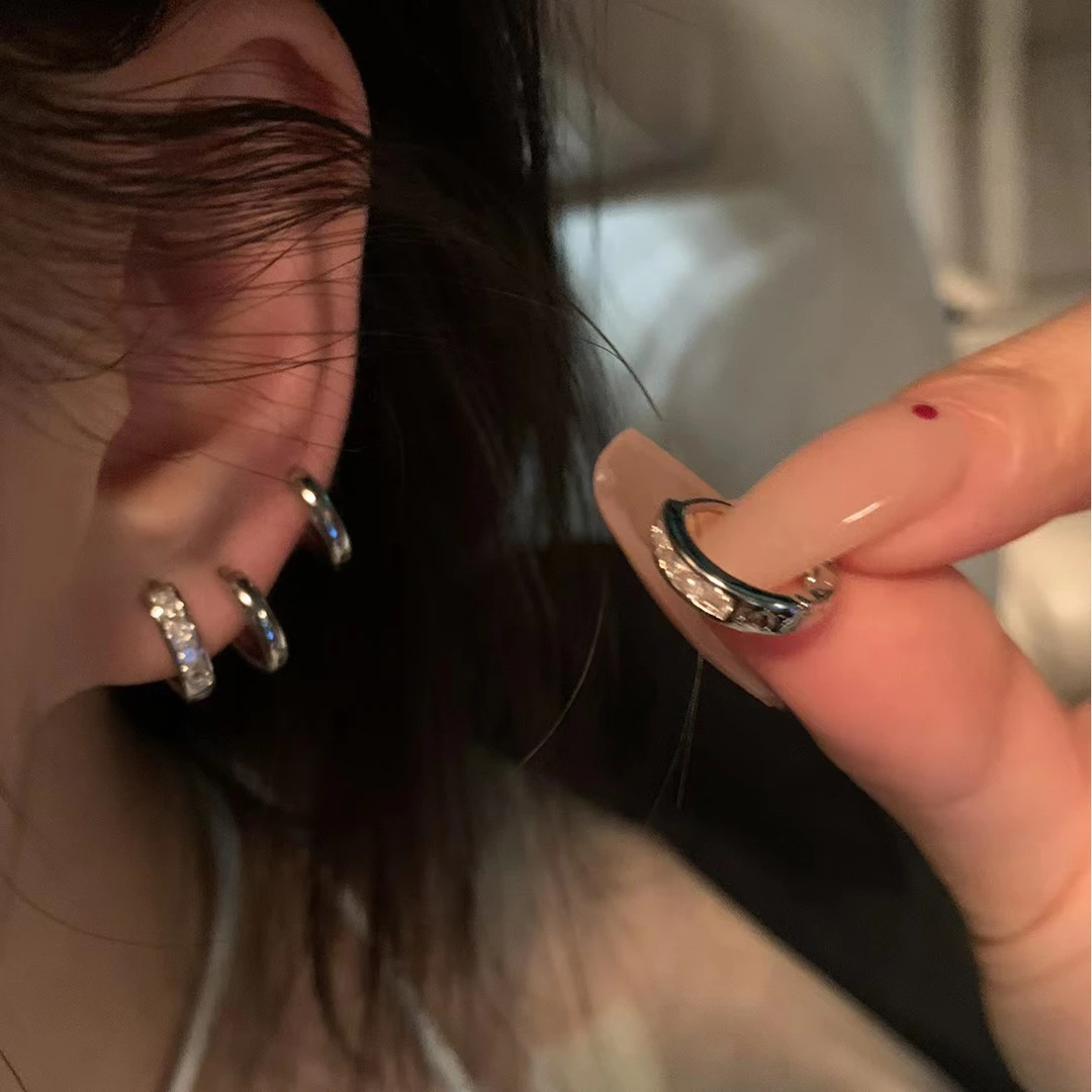 铜合金耳饰 惊喜四件套！简约素圈耳扣轻奢百搭甜酷个性冷淡风耳饰