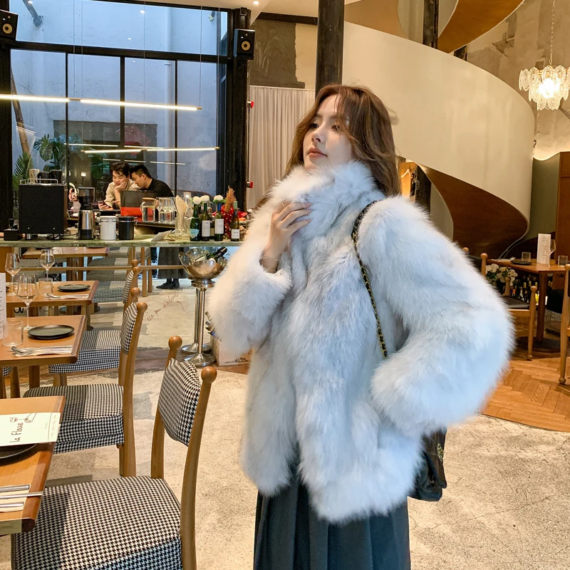 允汐【神明少女】2024冬季新进口狐狸毛皮草外套女皮毛一体大衣年轻