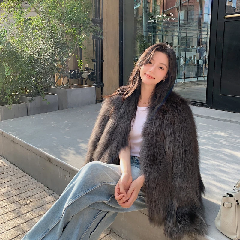 允汐【卿卿芦苇】狐狸毛皮草外套女冬季年轻短款毛毛大衣女百搭时尚