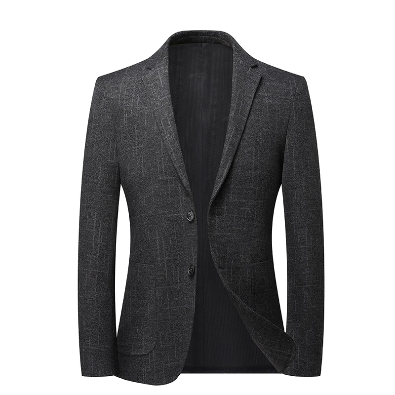 秋冬加厚男轻奢高档商务休闲帅气西服外套免烫弹力西服上衣