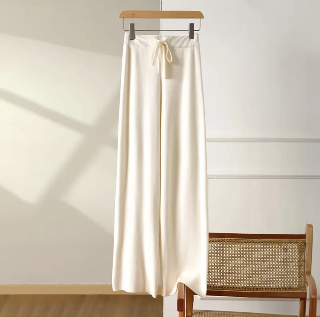 女士羊毛阔腿裤外穿显高显瘦百搭针织高腰时尚休闲舒适