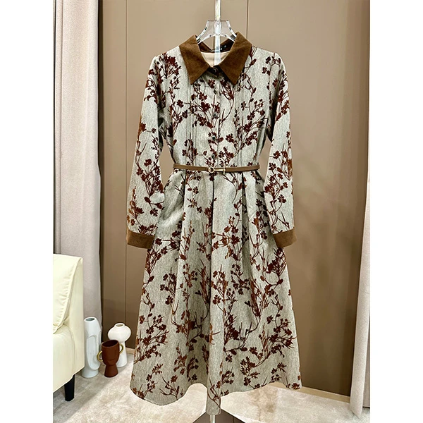 蒥芳菲国风长袖收腰气质秋季复古中式中国风女装连衣裙SS1001