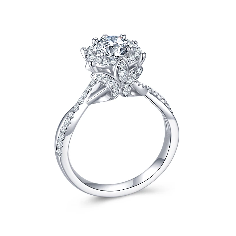 实验室培育钻石王室庄园定制人造钻铂金PT950戒指女人花豪华求婚