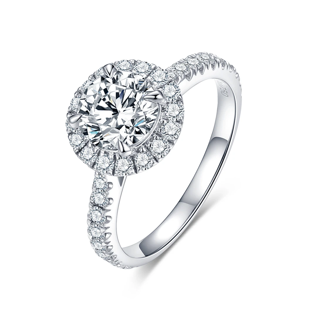 实验室培育钻石圆包款豪华女钻戒指铂金Pt950IGI人造钻石求婚订婚