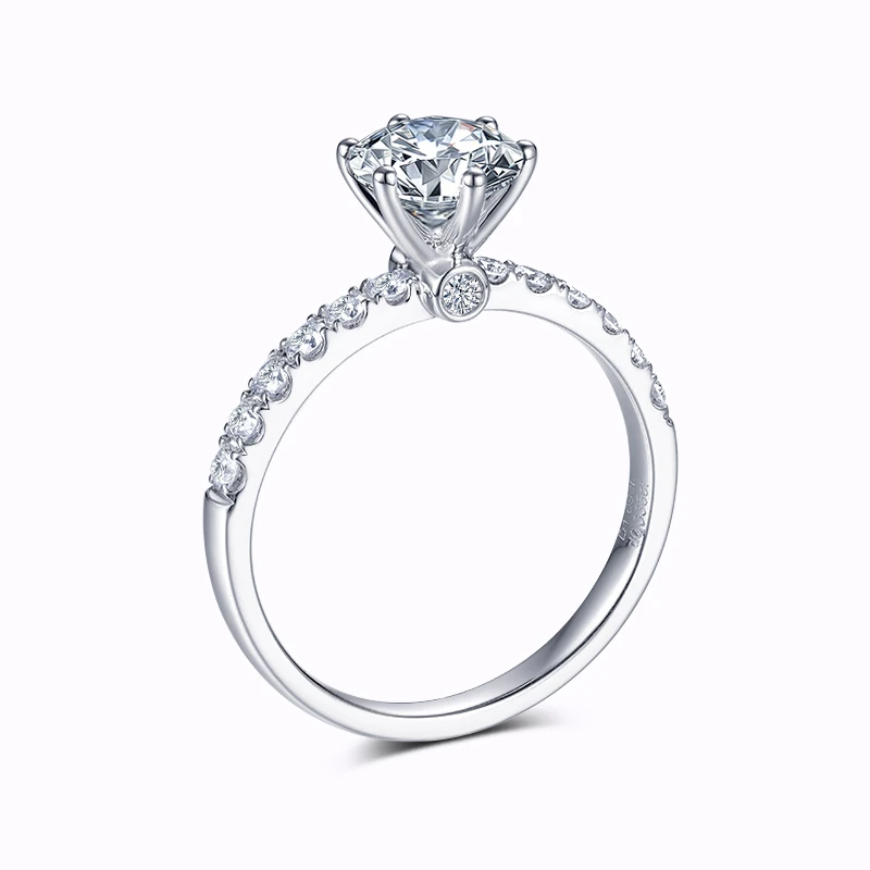 实验室培育钻石白月光六爪钻戒铂金PT950人造人工IGI钻女戒指求婚