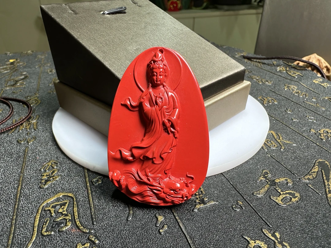 含辰砂工艺品含辰砂观音吊坠男士款