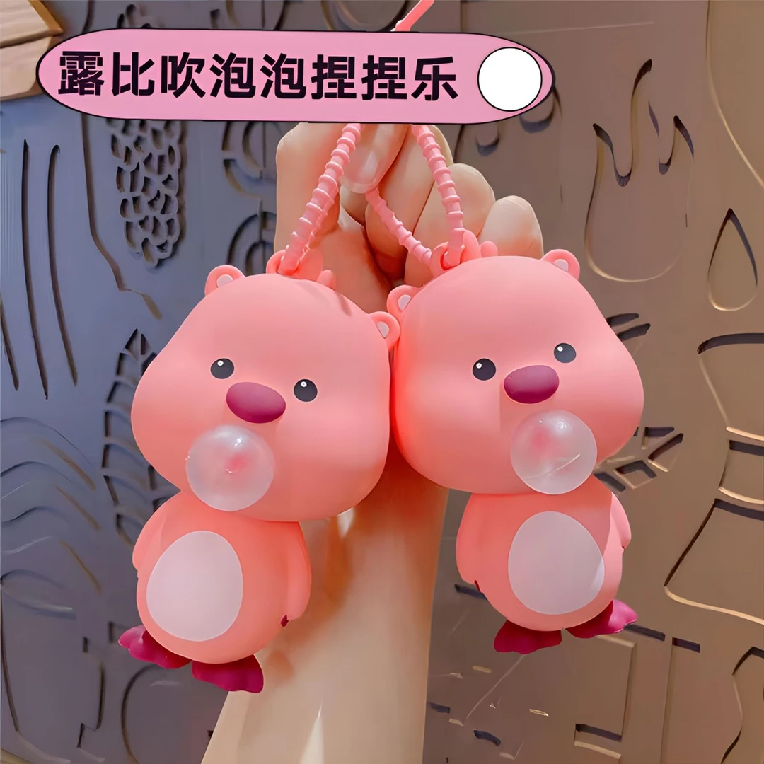 卡通赞萌loopy海狸露比吐泡泡钥匙扣捏捏乐解压玩具书包钥匙挂件