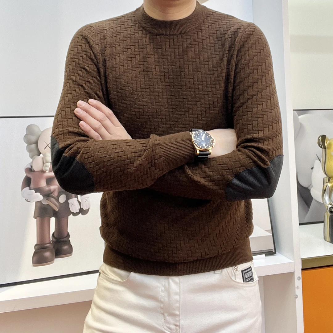 8687男士BV编织提花针织衫2024秋冬时尚休闲百搭修身欧货长袖毛衣