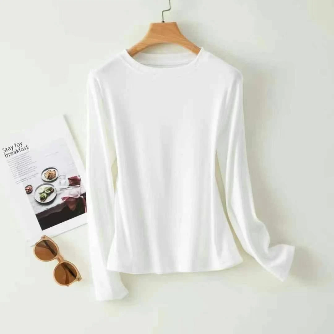 秋冬圆领纯色长袖打底衫4535